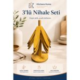 Kitchera Home 3'Lü Standlı Katlanır Bambu Nihale Bardak ve Tencere Altlığı Isıya Dayanıklı