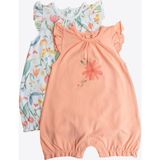 Kitikate Organik Bloomie 2'li Şort Tulum Turuncu - 1 - 3 Ay