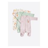 kitikate Organik Cute Bunny 3'lü Patikli Tulum Pembe