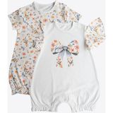 Kitikate Organik Lulu 2'li Şort Tulum Beyaz - 9 - 12 Ay