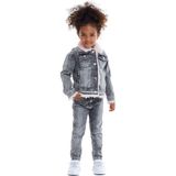 Kitimmini Kız Çocuk Denim Pamuk Astarlı Mont Pantolon 2 Li Takım - 7 Yaş - Füme