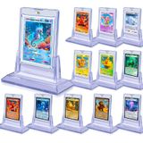 Kitoyz Ticaret Kartı için 4 Adet Manyetik Kart Tutucu, 4 Standlı Beyzbol Kartı Koruyucuları, Spor Kartları, MTG Kartları, YUGIOH Kartları, Standart Kart Saklama ve Ekran için 35pt Akrilik Sert Kart Kollu