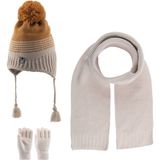 Kitti 4-8 Yaş Erkek Bebek & Çocuk Atkı Bere Eldiven 3'lü Takım - Bej - 4 - 8 Yaş