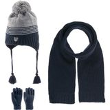 Kitti 4-8 Yaş Erkek Bebek & Çocuk Atkı Bere Eldiven 3'lü Takım - Lacivert - 4 - 8 Yaş