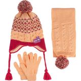 Kitti 4-8 Yaş Kız Bebek & Çocuk Aksesuarlı Içi Polarlı Atkı Bere Eldiven 3'lü Takım - Turuncu - 4 - 8 Yaş