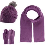 Kitti 9-15 Yaş Kız Çocuk Atkı Bere Eldiven 3'lü Takım - Mor - 9 - 15 Yaş