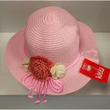 Kitti Arıcı Store Yeni Sezon Açık Pembe Renk 6-12 Yaş Çocuk Hasır Şapka - 52 cm