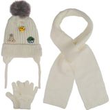 Kitti Kız Bebek & Çocuk Cute Friends Model- İçten Polarlı Atkı Bere Eldiven 3'lü Set