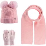 Kitti Kız Çocuk Atkı Bere Eldiven 3'lü Takım - Pembe - 9 - 15 Yaş