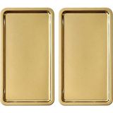 Kittiwake Home Life 2 Adet Gold Geniş Dikdörtgen Metal Sunum Tepsisi 33X18 cm – Düz Çay Kahve Tatlı Servis Tepsisi Seti
