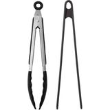 Kittiwake Home Life 2'li Maşa Seti Büyük Boy Komple Silikon Maşa ve Silikon Uçlu Siyah Metal Kızartma Maşası Takımı