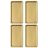 Kittiwake Home Life 4 Adet Gold Geniş Dikdörtgen Metal Sunum Tepsisi 33X18 cm – Düz Çay Kahve Tatlı Ikram Tepsisi Seti Altın KHL60003-2