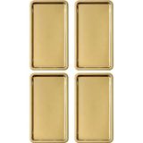 Kittiwake Home Life 4 Adet Gold Geniş Dikdörtgen Metal Sunum Tepsisi 33X18 cm – Düz Çay Kahve Tatlı Ikram Tepsisi Seti