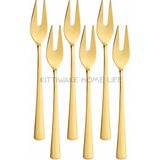 Kittiwake Home Life 6’lı Gold Limon ve Fondü Çatalı 11 cm – Paslanmaz Çelik Mini Servis Çatalı Takımı