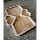 Kitty Home Dikdörtgen Çift Kalpli Sunum Tahtası - 18 X 23 cm - Açık Kahverengi