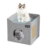 Kitwing İç Mekan Kedileri için Kedi Yatağı, Katlanabilir Kedi Hideaway Çift Katlı Kedi Evi, Çizik Plakalı Kedi Evi, Çıkarılabilir Kedi Malzemesi ve 1-2 Kedi için Yıkanabilir Kedi Mağarası,