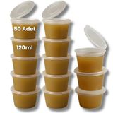 Kivela 50 Adet Sızdırmaz Mini Saklama Kabı 120 ml – Buzluk Kabı, Et Suyu, Kemik Suyu, Sos ve Püre Saklama Kabı, Kapaklı Küçük Gıda Saklama Kabı, Derin Dondurucu Uyumlu Porsiyonluk Kap Seti