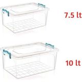 Kivi Home Çok Amaçlı Kapaklı Saklama Kabı 7.5 Lt ve 10 Lt Şeffaf Plastik Set