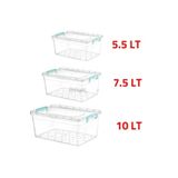 Kivi Home Çok Amaçlı Kapaklı Saklama Kabı Kutusu 10lt+7.2lt+5.5lt 3'lü Set Erzak