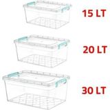 Kivi Home Saklama Kabı Plastik Kilitli Saklama Kutusu 30LT+20LT+15LT 3'lü