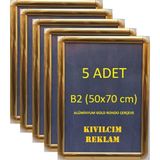 Kıvılcım 5 Adet B2 - 50 x 70 cm Gold Alüminyum Açılır Kapanır Rondo Çerçeve