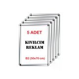 KIVILCIM PLASTİK VE REKLAM ÜRÜNLERİ 5 ADET B2 - 50x70 cm ALÜMİNYUM AÇILIR KAPANIR RONDO ÇERÇEVE