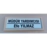 Kıvılcım Plastik ve Reklam Ürünleri Okul Sınıf Kapı İsimliği - 10 x 26 cm - Beyaz - Parlak Gri