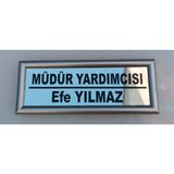 Kıvılcım Plastik ve Reklam Ürünleri Okul Sınıf Kapı İsimliği - 10 x 26 cm - Gri - Parlak Gri