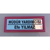 Kıvılcım Plastik ve Reklam Ürünleri Okul Sınıf Kapı İsimliği - 10 x 26 cm - K. Pembe - Parlak Gri