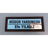 Kıvılcım Plastik ve Reklam Ürünleri Okul Sınıf Kapı İsimliği - 10 x 26 cm - Kahverengi - Parlak Gri