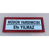 Kıvılcım Plastik ve Reklam Ürünleri Okul Sınıf Kapı İsimliği - 10 x 26 cm - Kırmızı - Parlak Gri