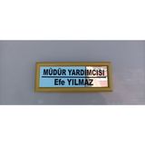 Kıvılcım Plastik ve Reklam Ürünleri Okul Sınıf Kapı İsimliği - 10 x 26 cm - Sarı - Parlak Gri