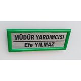 Kıvılcım Plastik ve Reklam Ürünleri Okul Sınıf Kapı İsimliği - 10 x 26 cm - Yeşil - Parlak Gri