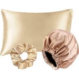 Kıvırcık ve düz Saçlılar Için Saten Bone Saten Yastık Kılıfı Toka cilt bakım güzellik kozmetik seti ybt01, one size - Bej - 50 x 70