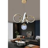 Kıvrım Cam Tek Top Modern Oturma Ledli Avize - 2 - Gold