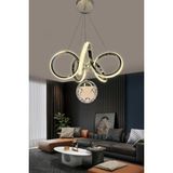 Kıvrım Cam Tek Top Modern Oturma Ledli Avize - Krom - 2