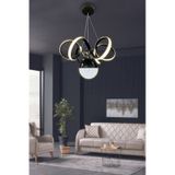 Kıvrım Tek Top Modern Oturma Ledli Avize - - Kumandalı / Krom Krom