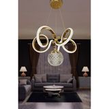Kıvrım Tekli Kristal Top Simli Slikonlu Modern Oturma LED Avizesi - Gold - 2