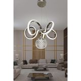 Kıvrım Tekli Kristal Top Simli Slikonlu Modern Oturma LED Avizesi - Krom - 1