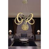 Kıvrım Tekli Kristal Top Simli Slikonlu Modern Oturma LED Avizesi - Krom - 2