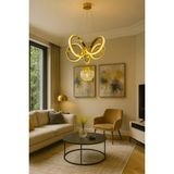 Kıvrım Tekli Kristal Toplu Modern Oturma LED Avize - Gold - 1