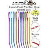 Kıvrımlı Plastik Yün İğnesi 12 Cm 30 Adet 1 Paket Plastik Dikiş Dokuma İğnesi Kavisli İplik İğne Goblen