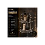 Kiwa Metal Ömür Boyu Paslanmaz Krom Defne 2li Köşelik Metal Banyo Rafı Düzenleyici Organizer