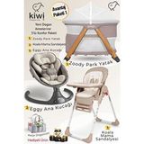 Kiwi 3ü1 Arada Avantajlı Konfor Paketi-Zoody Park Yatak - Eggy Ana Kucağı - Koala Mama Sandalyesi - Kahverengi