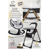 Kiwi 3ü1 Arada Avantajlı Konfor Paketi-Zoody Park Yatak - Eggy Ana Kucağı - Koala Mama Sandalyesi - Siyah