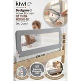 Kiwi Bebek Güvenlik Yatak Bariyeri – Katlanır Çocuk Uyku Yatak Korkuluğu, Düşme Önleyici – 150x50 Gri