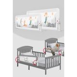 Kiwi Çocuk Yatak Bariyeri ve Yatak Korkuluğu, Ekstra Dolgulu Kumaş, Bed Guard Bebek Yatak Bariyeri - Beyaz Little Prince - 65 x 150 cm - Beyaz - Turuncu