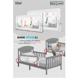 Kiwi Çocuk Yatak Koruyucu Bariyeri Ve Yatak Korkuluğu, Ekstra Dolgulu Kumaş Bed Guard Beyaz