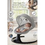 Kiwi Eggy Plus Elektrikli Otomatik Sallanan Bebek Ana Kucağı, 5 Farklı Sallanma Hızı, Oyuncaklı, Açık Gri acik-gri
