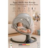 Kiwi Eggy Plus Elektrikli Otomatik Sallanan Bebek Ana Kucağı, 5 Farklı Sallanma Hızı, Oyuncaklı Gümüş-Gri